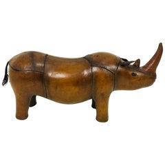 Vintage Hand-Stitched Leather Rhino, "1950"