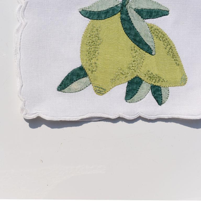 Hand Stitched Linen Lemon and Lime Cocktail Napkins, Set of 5 For Sale at 1stDibs lemon cloth