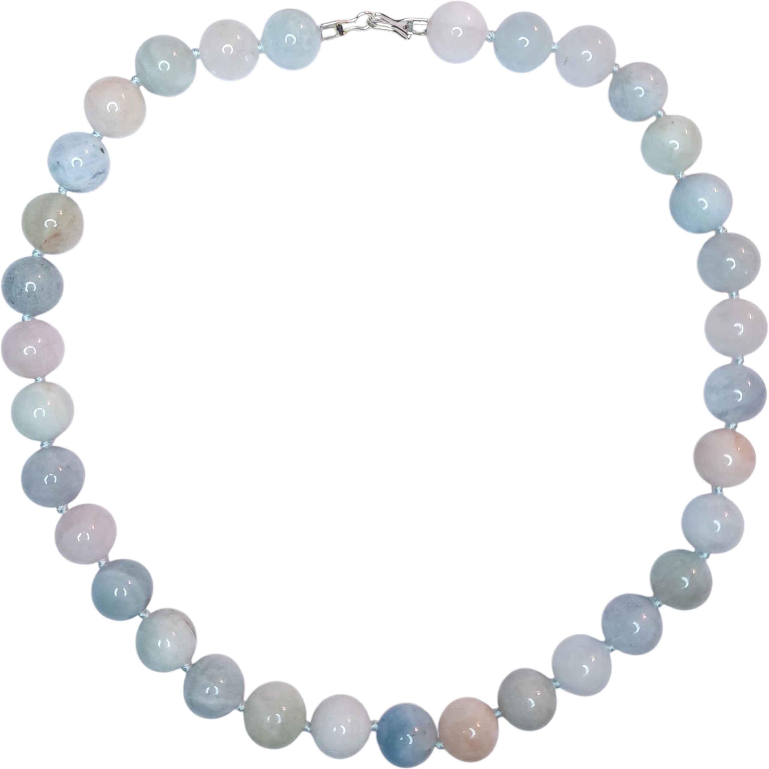 Artigiano Collana di perle di morganite naturale intrecciate a mano in morbidi toni pastello in vendita