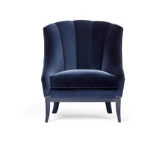 Hand-Tailored Armchair with Ottoman In Modern Classic Style