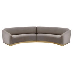 Hand Tailored Curved Sofa in Stylish Brushed Brass Plate Footer