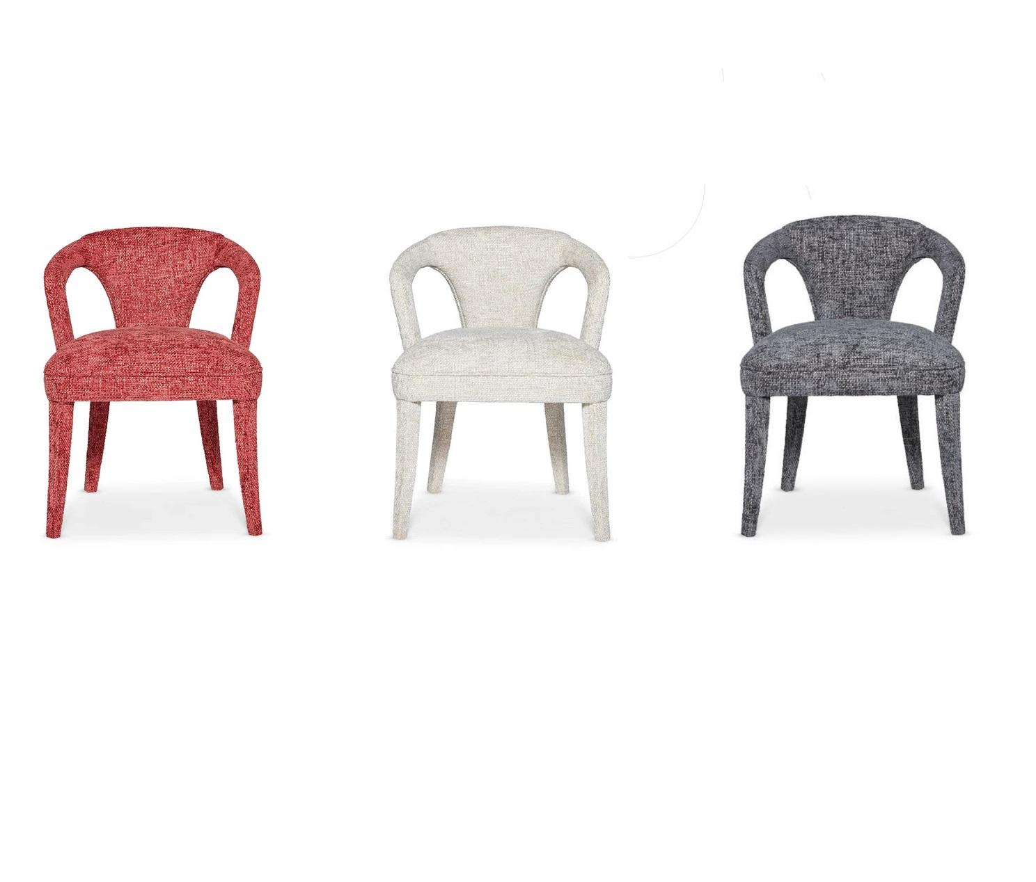 Portuguese Hand-Tailored Designer Dining Chair in Water Repellent Velvet For Sale