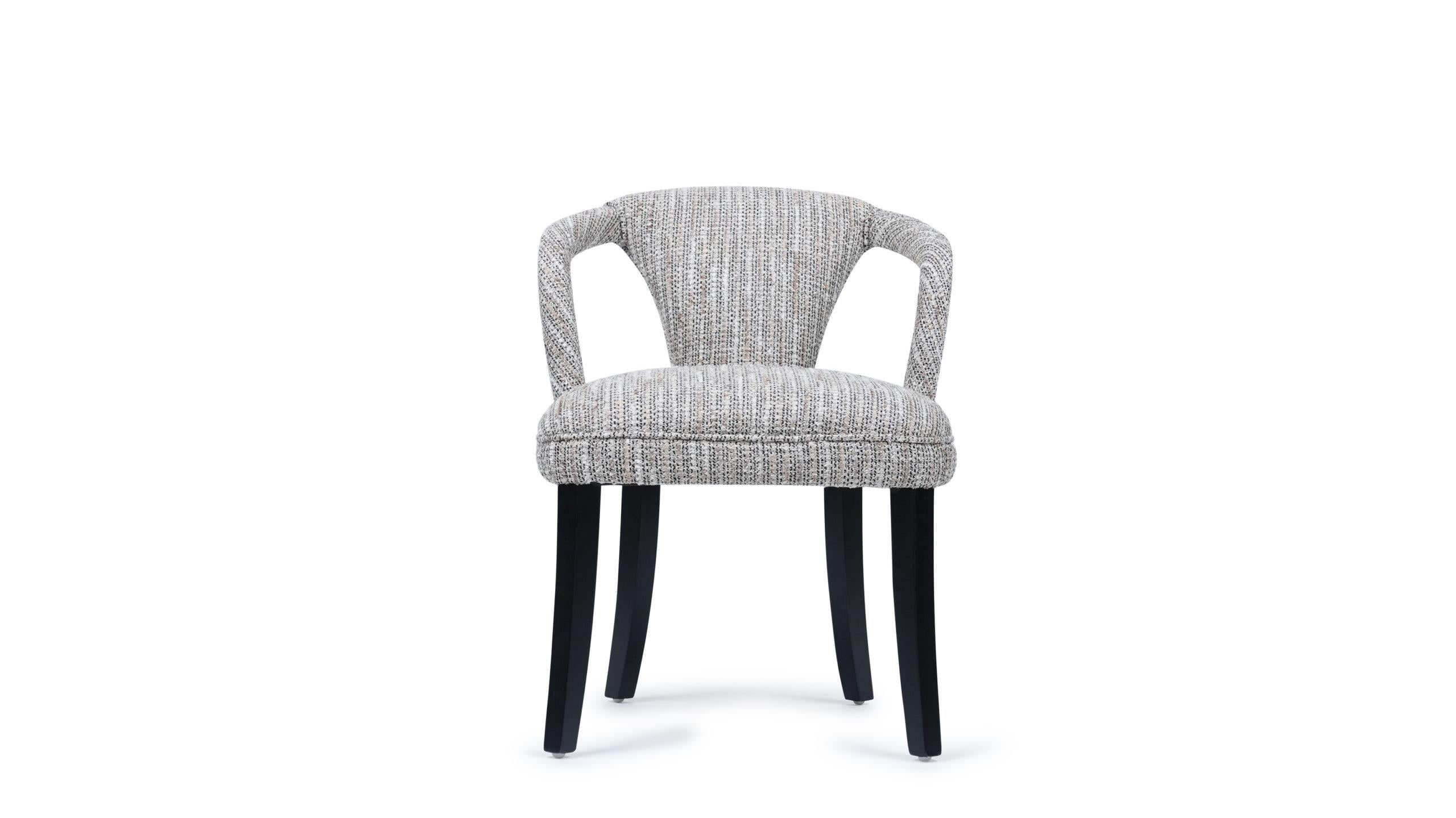 Upholstery Hand-Tailored Designer Dining Chair in Water Repellent Velvet For Sale