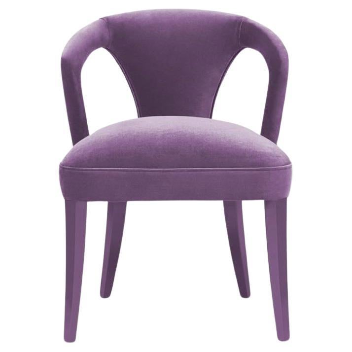 Hand-Tailored Designer Dining Chair in Water Repellent Velvet For Sale