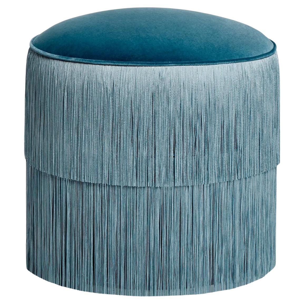 Hand Tailored Fringes Stool Offered in Velvet