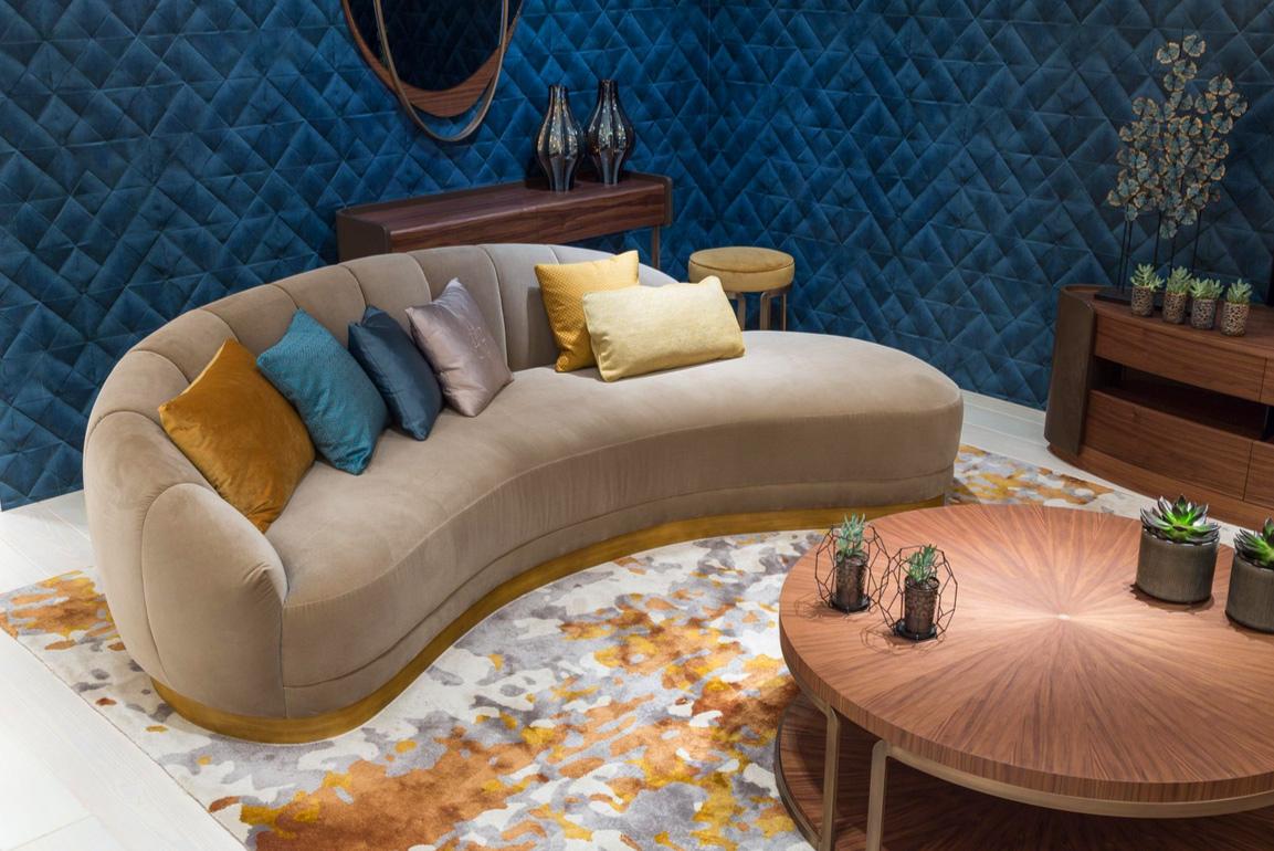 Handgefertigtes Sofa im Retro-Stil, kanalisierter getufteter Samt (Edelstahl) im Angebot