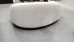 Hand-Tailored Modern Sofa in Off-White Velvet, Walnut Base, Customizable