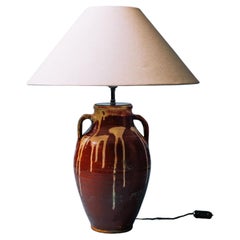 Hand-Thrown 20th Century Antique Turkish Terracotta Table Lamp