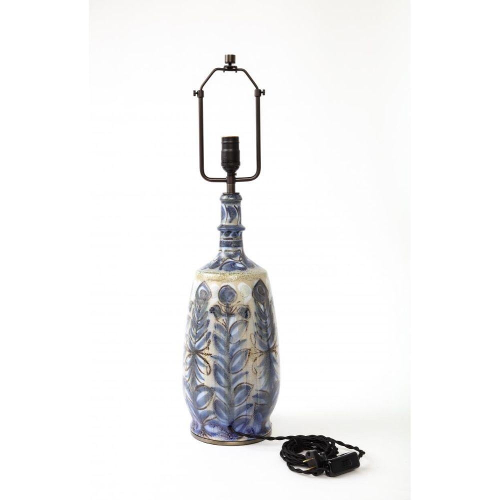 Hand-Thrown and Painted Glazed Ceramic Table Lamp by Keraluc, France, c. 1950 In Excellent Condition In New York City, NY