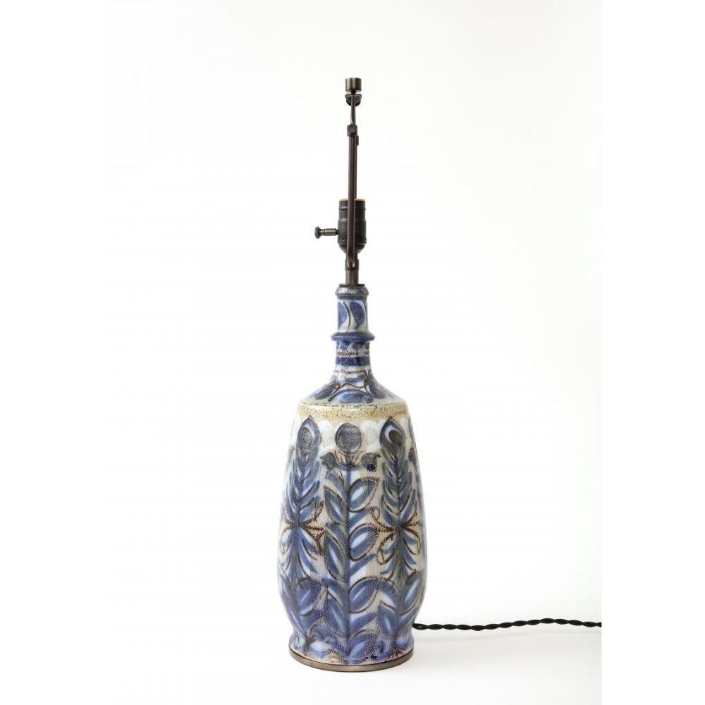 20th Century Hand-Thrown and Painted Glazed Ceramic Table Lamp by Keraluc, France, c. 1950