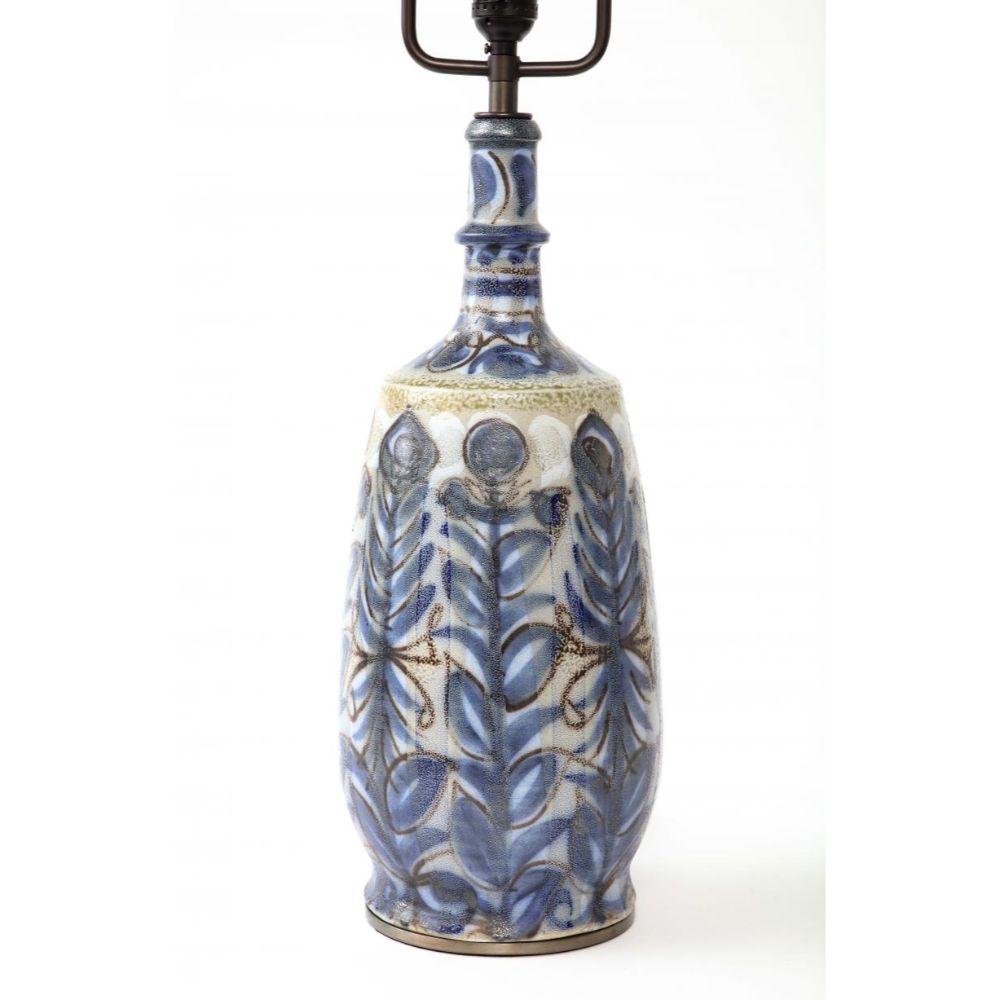 Hand-Thrown and Painted Glazed Ceramic Table Lamp by Keraluc, France, c. 1950 2