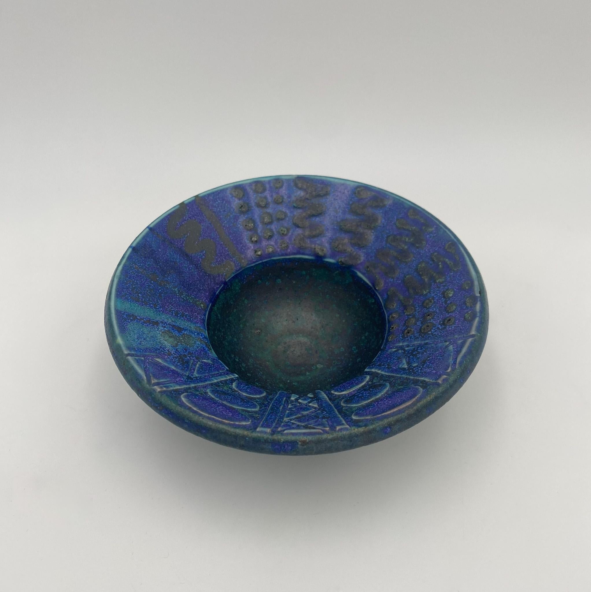 Hand Thrown Ceramic Blue Bowl, 20th Century 6