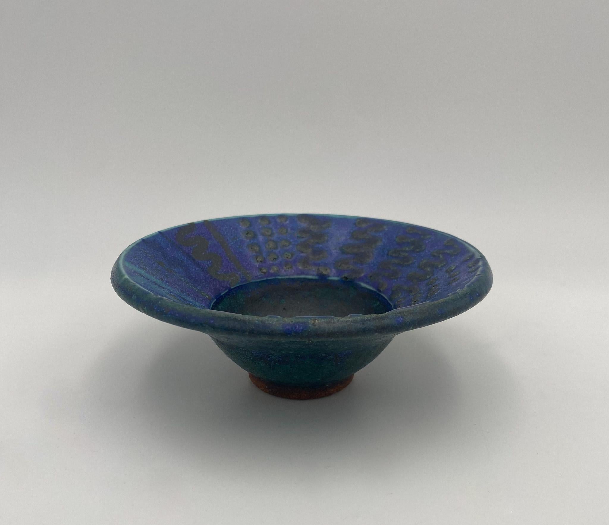 Hand Thrown Ceramic Blue Bowl, 20th Century 7