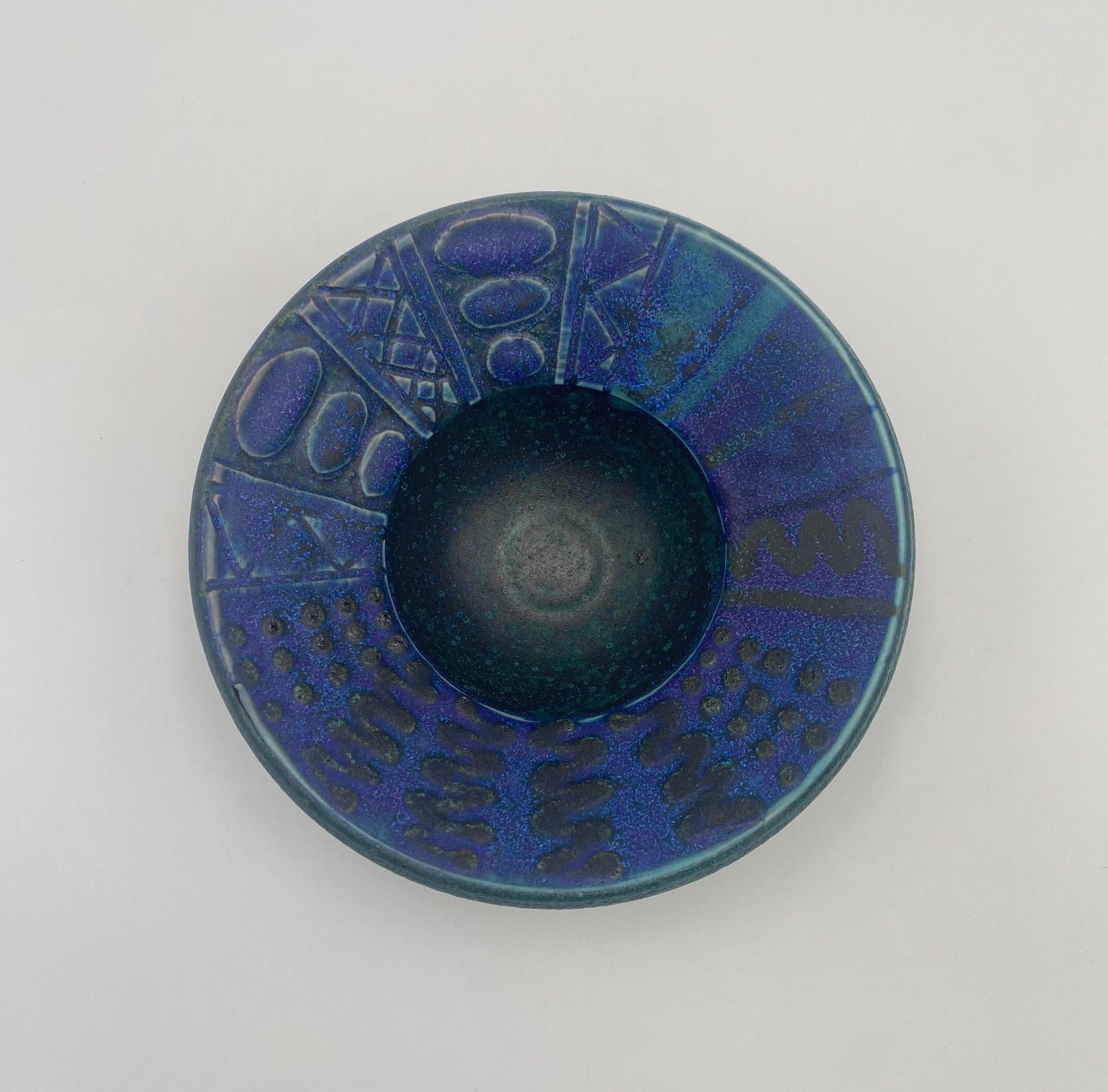 Hand Thrown Ceramic Blue Bowl, 20th Century.