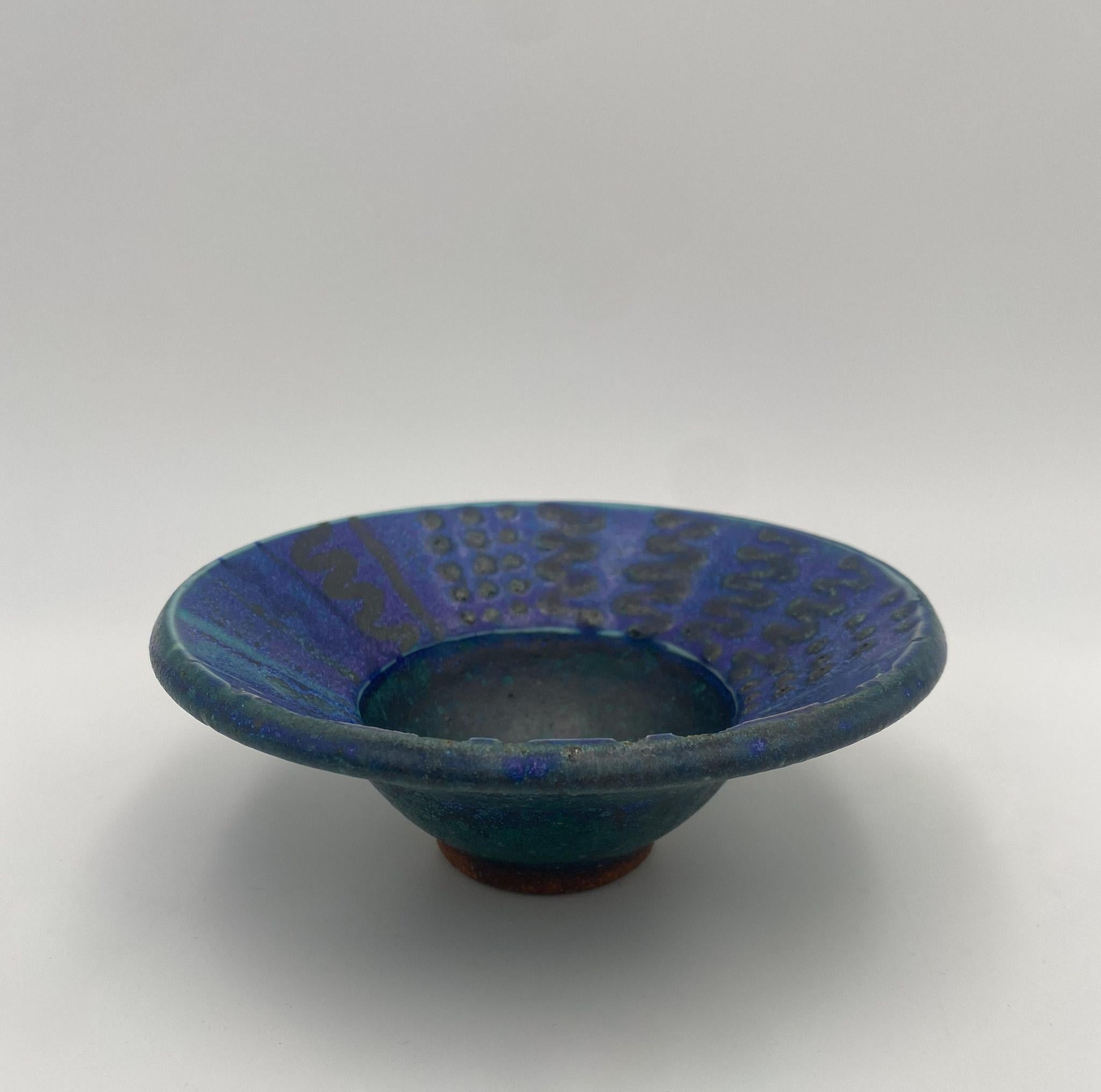 Mid-Century Modern Hand Thrown Ceramic Blue Bowl, 20th Century