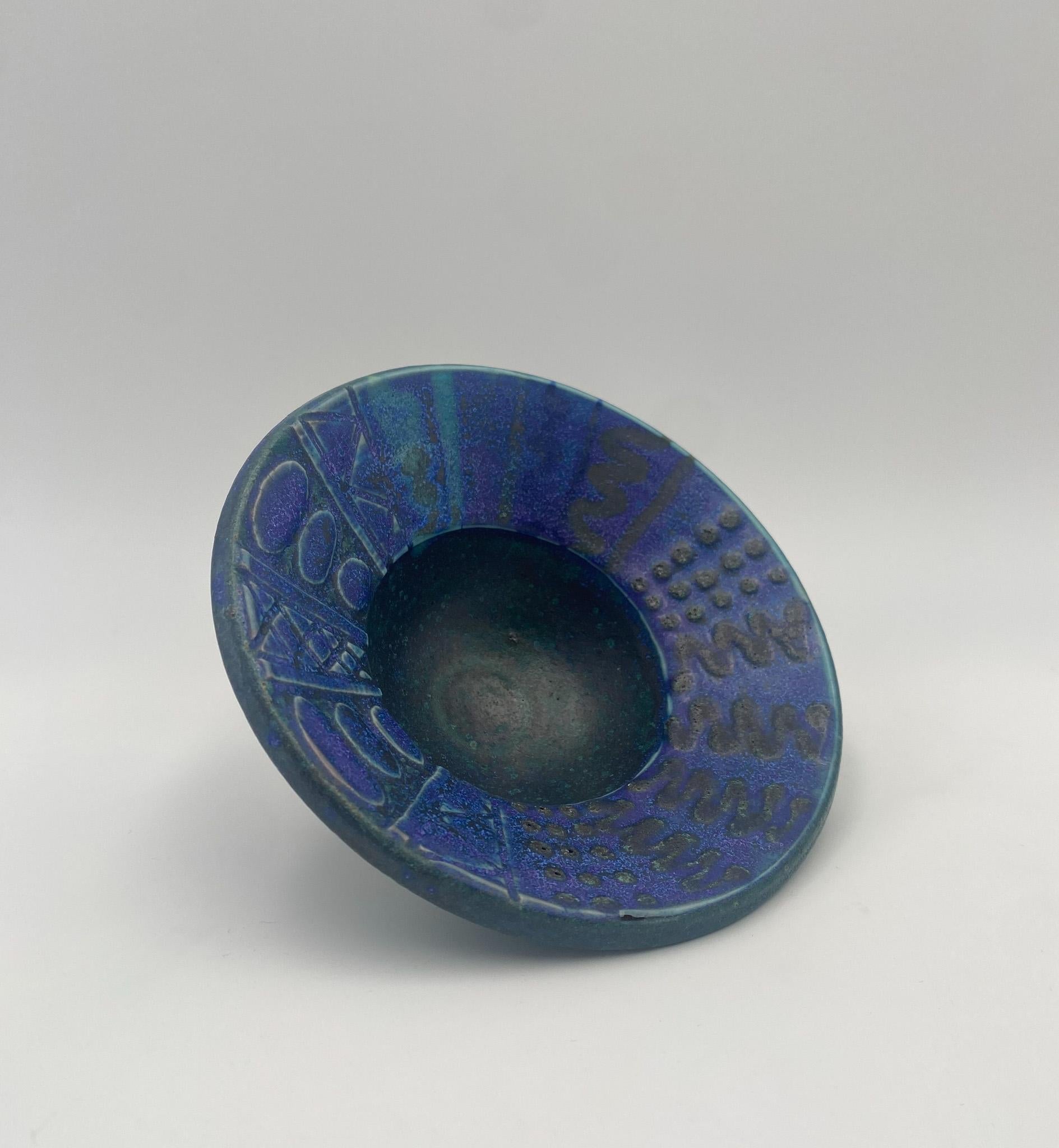 Hand Thrown Ceramic Blue Bowl, 20th Century In Good Condition In Costa Mesa, CA
