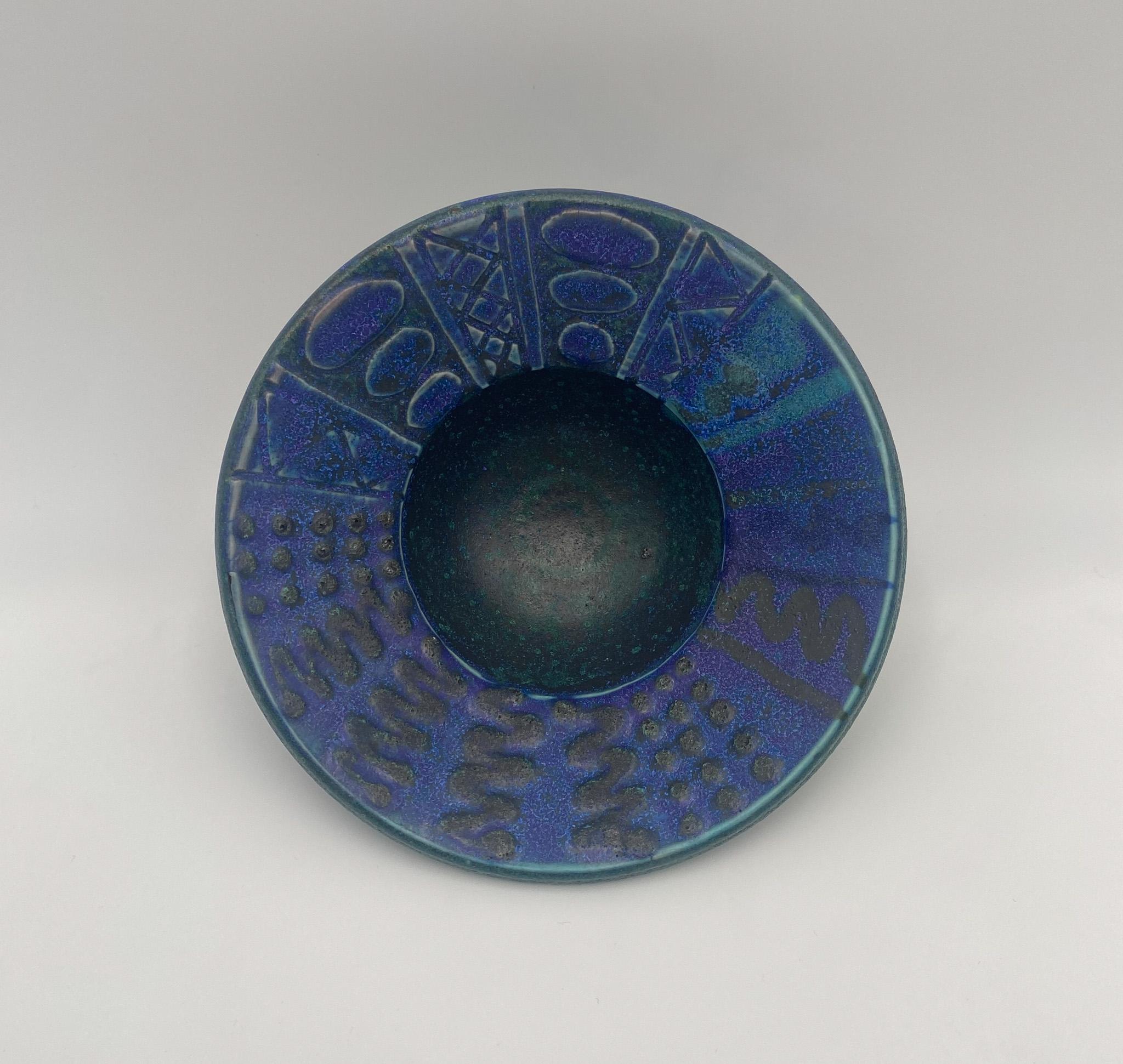 Hand Thrown Ceramic Blue Bowl, 20th Century 2