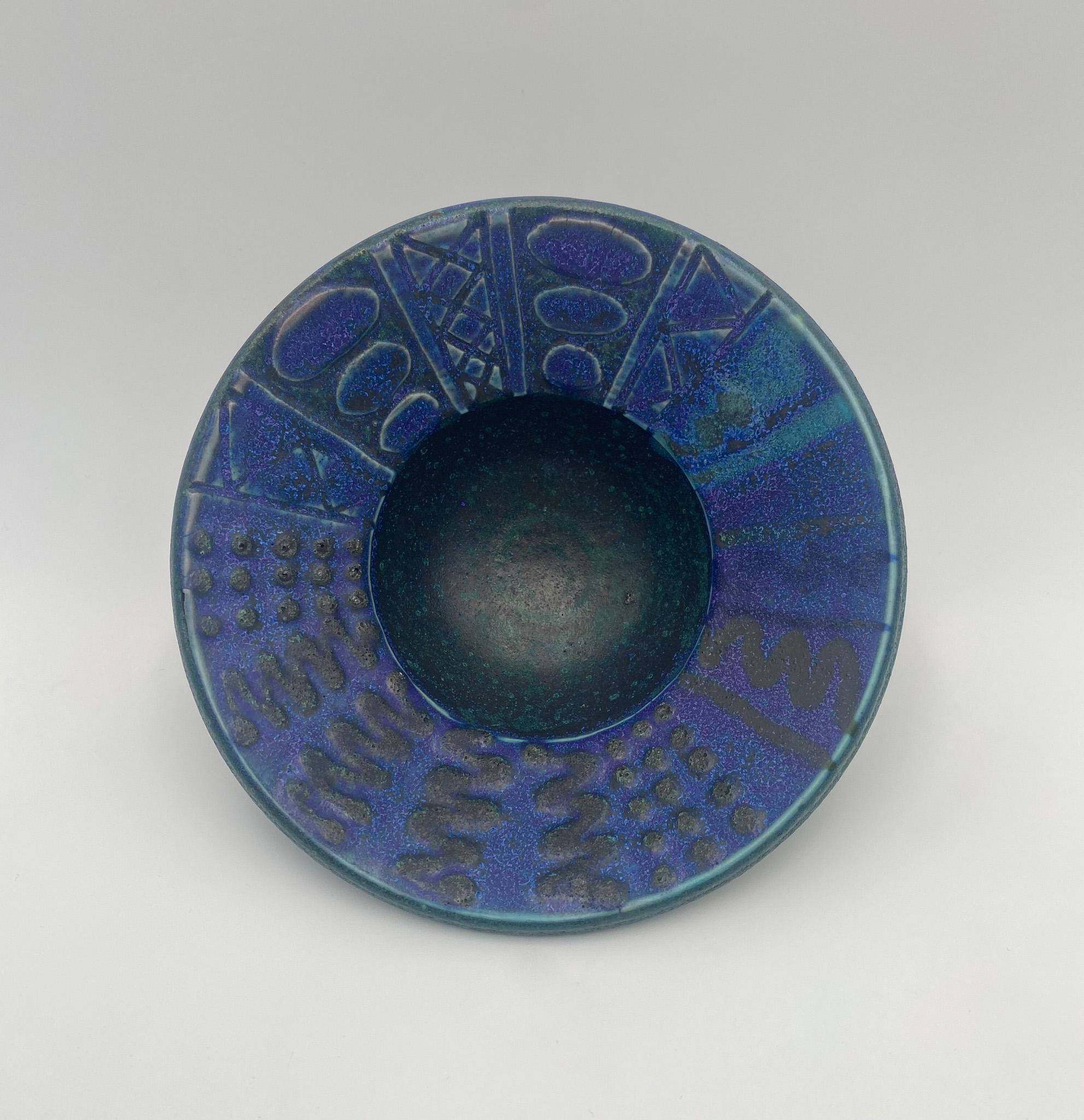 Hand Thrown Ceramic Blue Bowl, 20th Century 3