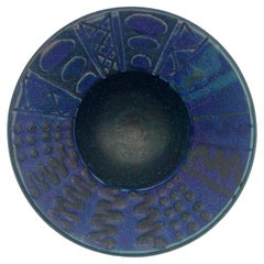 Hand Thrown Ceramic Blue Bowl, 20th Century