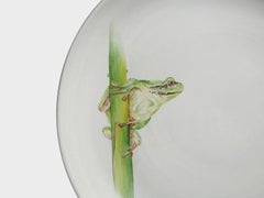 Hand thrown ceramic centerpiece plate with hand painted frog