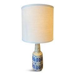 Hand Thrown Ceramic Midcentury Danish Lamp in Blue and White, Maker's Mark Ma&S