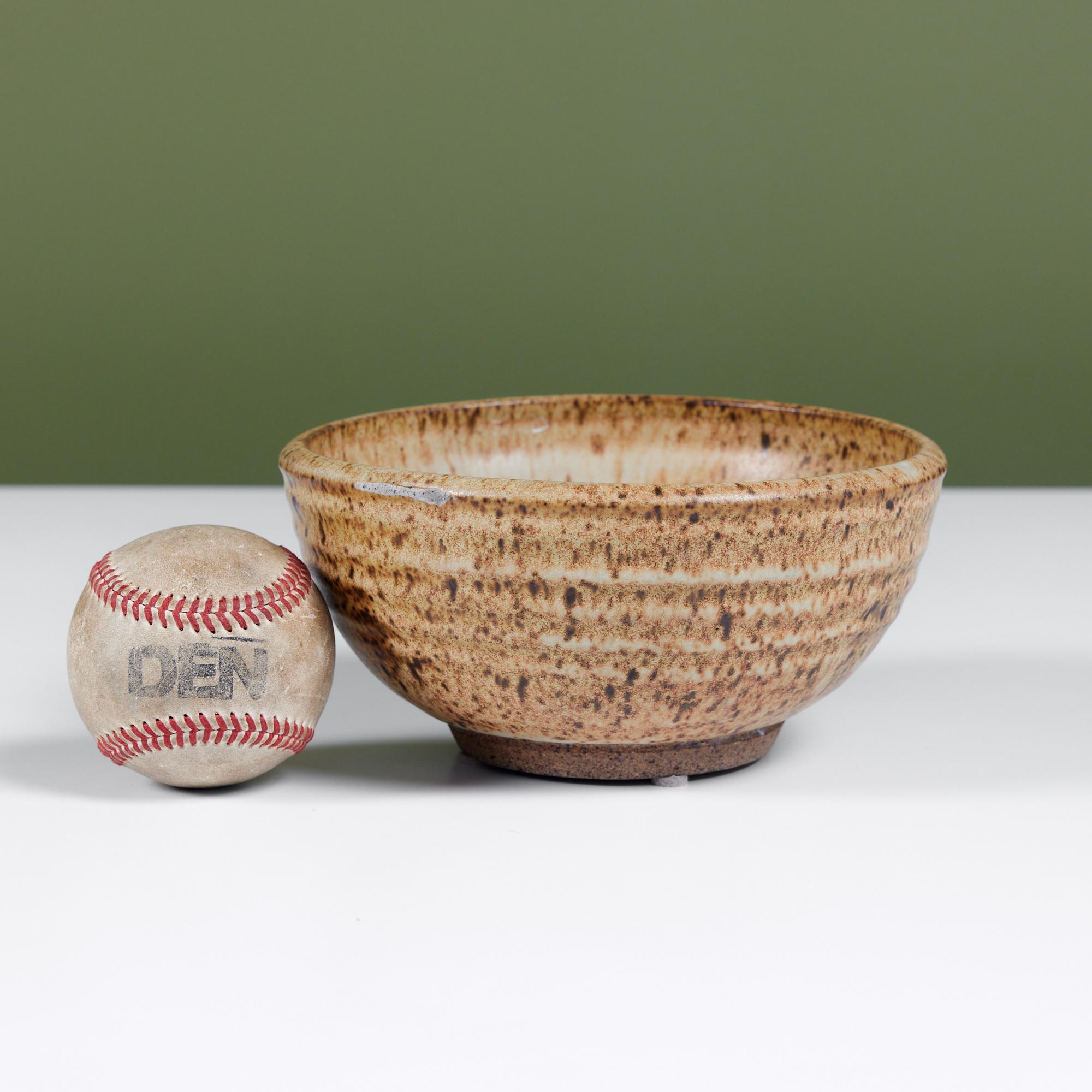 Mid-Century Modern Hand Thrown Ceramic Speckle Glazed Bowl For Sale