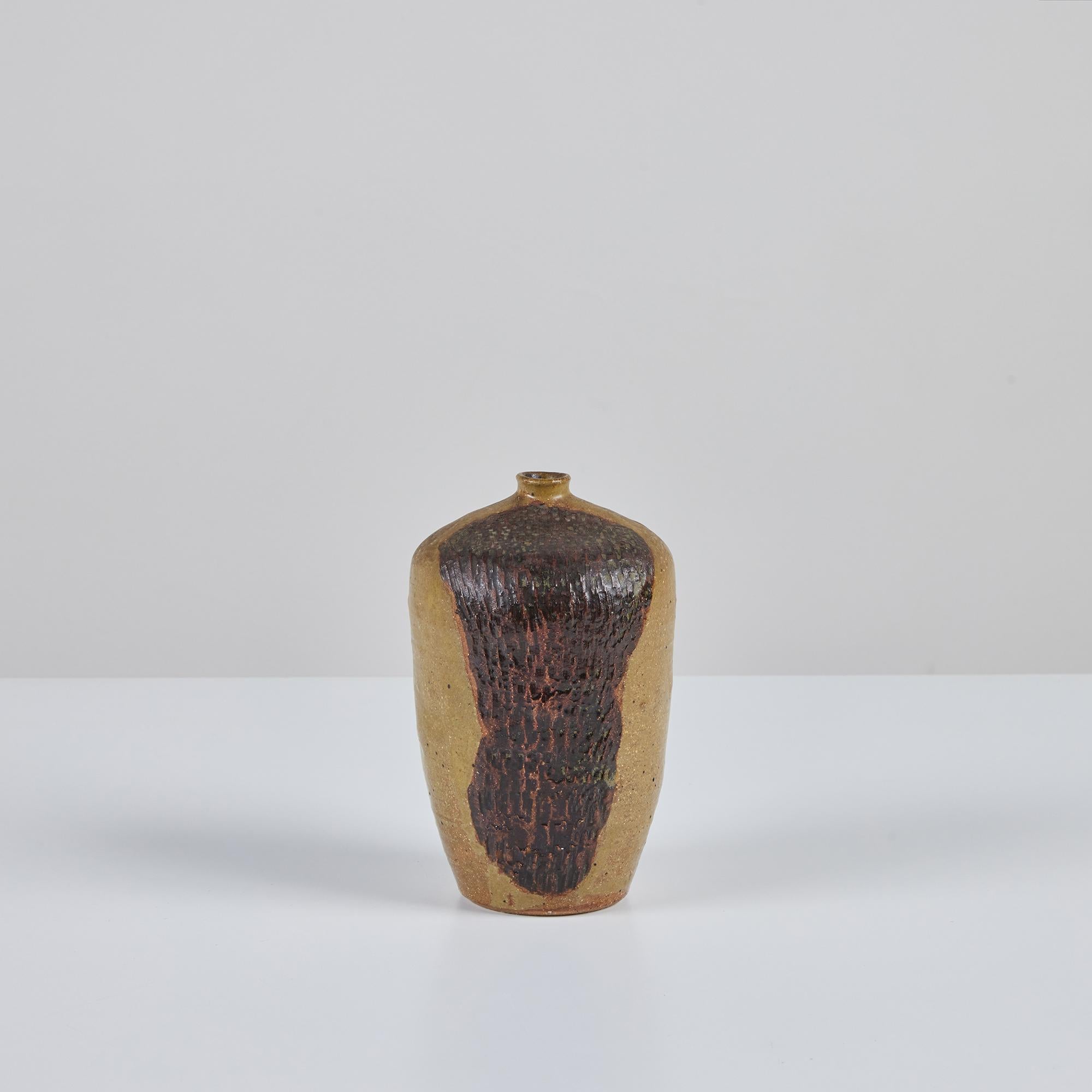 Mid-Century Modern Hand Thrown Ceramic Vessel in Earthtone Glaze