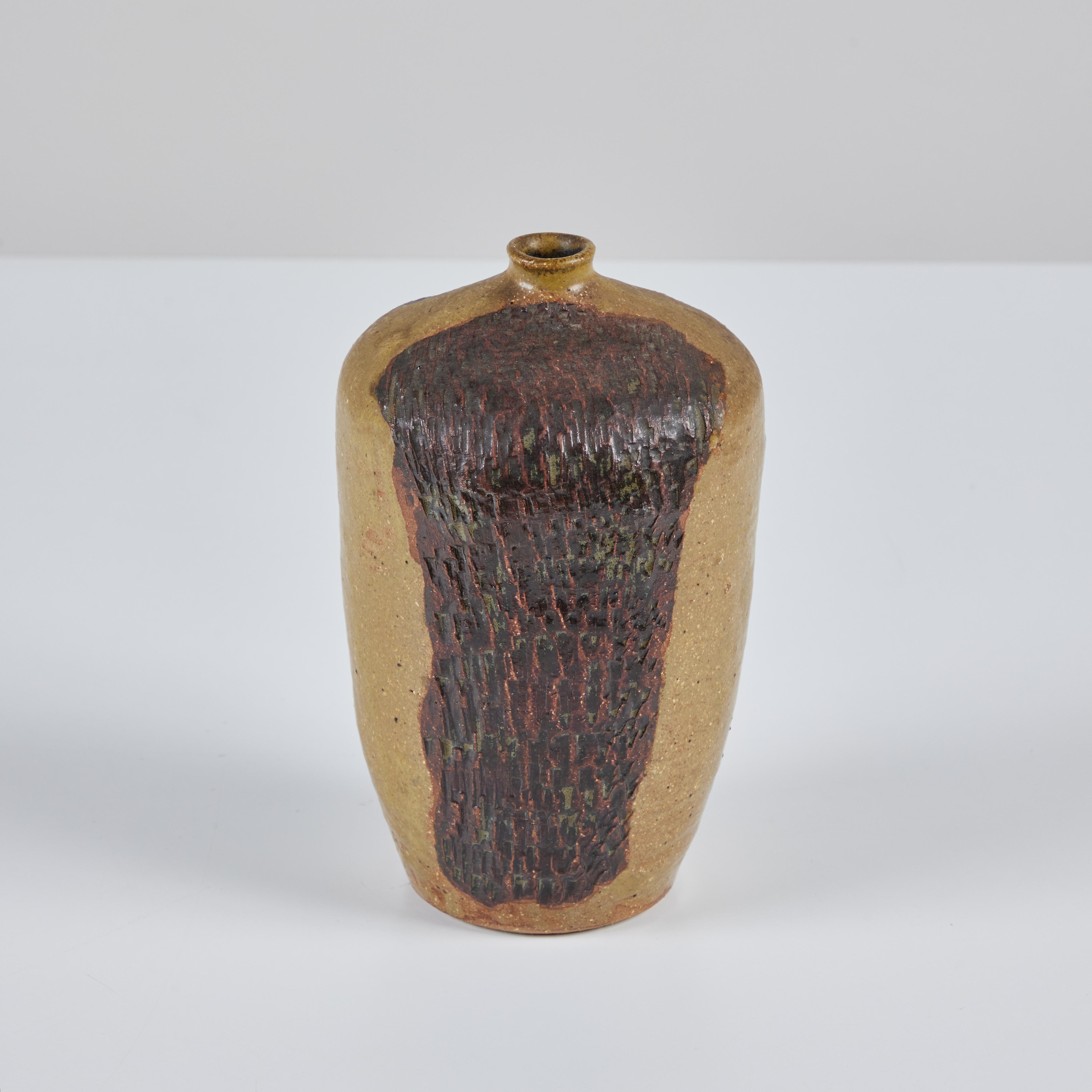 Glazed Hand Thrown Ceramic Vessel in Earthtone Glaze