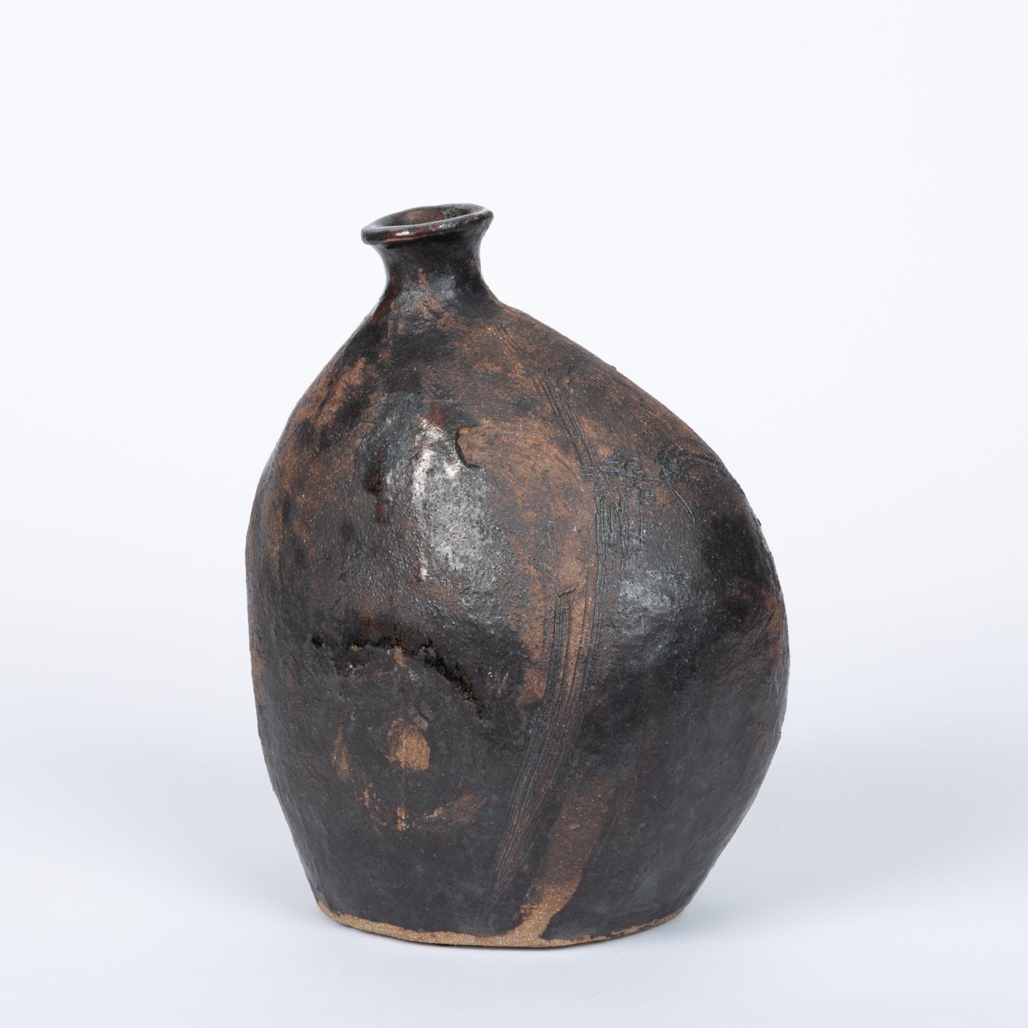 American Hand Thrown Ceramic Vessel in Ebony Glaze