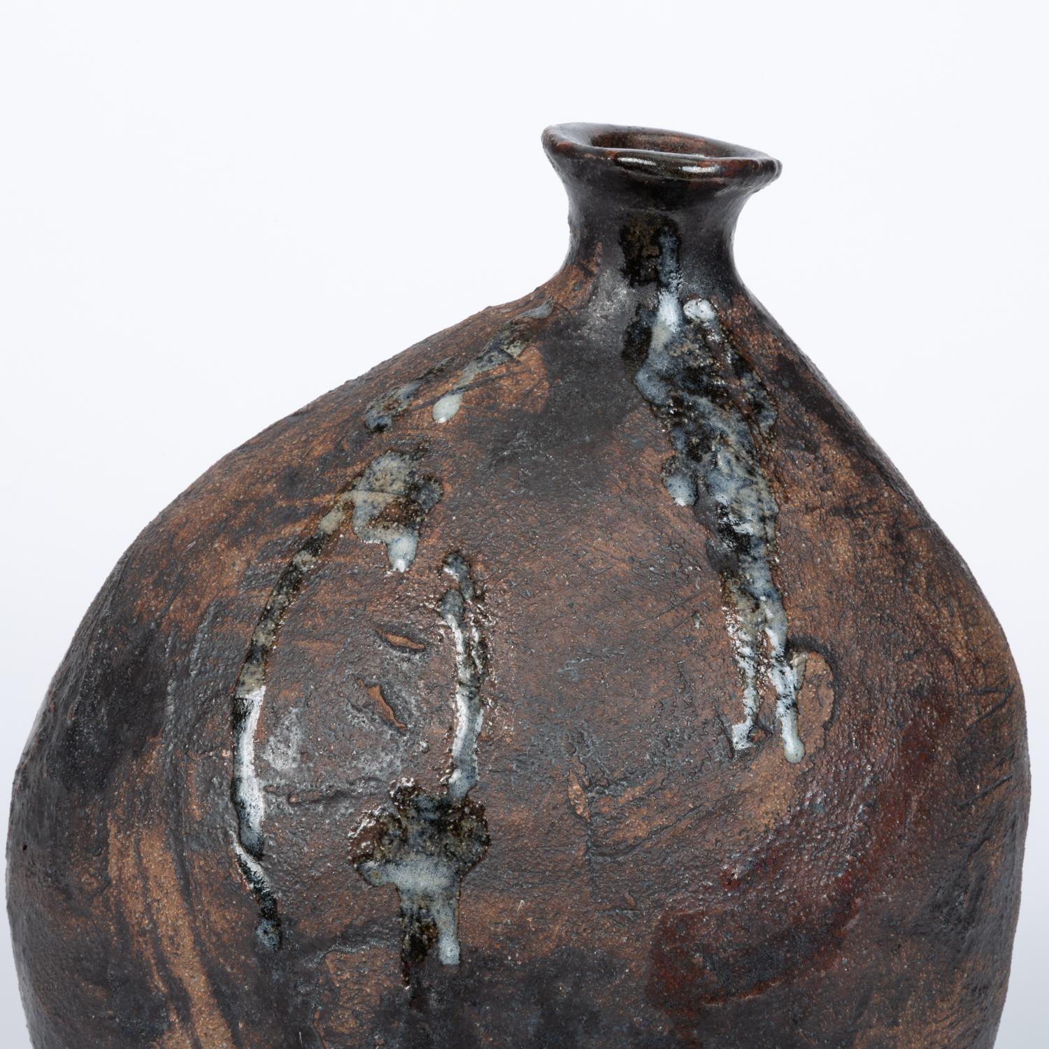 Late 20th Century Hand Thrown Ceramic Vessel in Ebony Glaze
