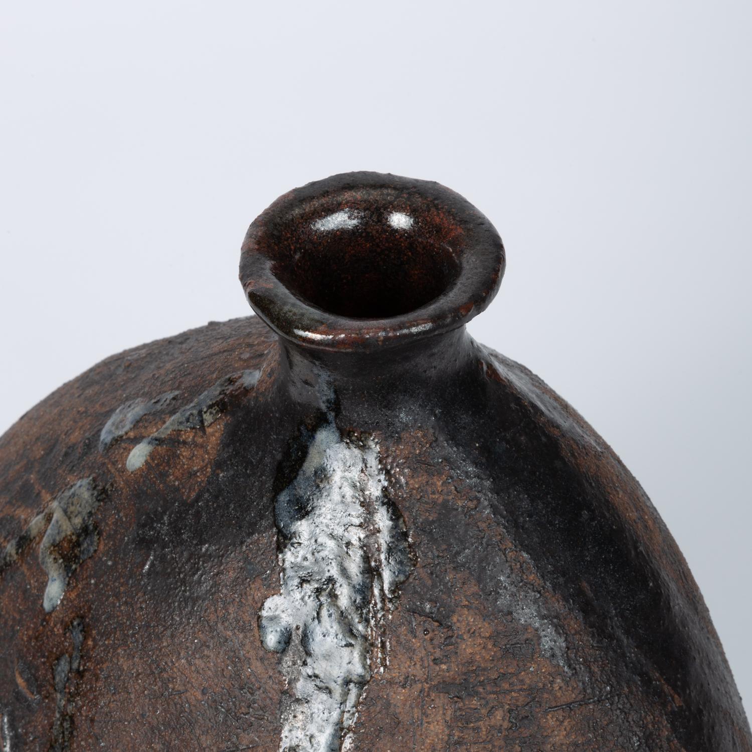 Stoneware Hand Thrown Ceramic Vessel in Ebony Glaze