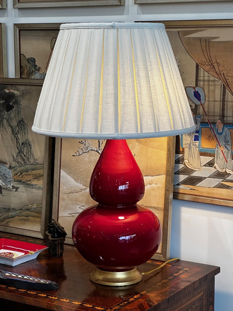 Hand Thrown Double Gourd Red Glazed Table Lamp at 1stDibs | double gourd  lamp, red gourd lamp, image size:768x1024