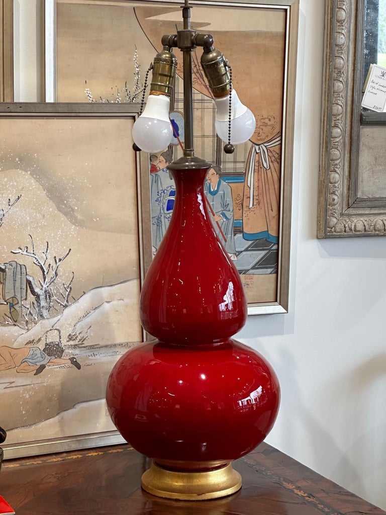 Hand Thrown Double Gourd Red Glazed Table Lamp at 1stDibs | double gourd  lamp, red gourd lamp, image size:768x1024