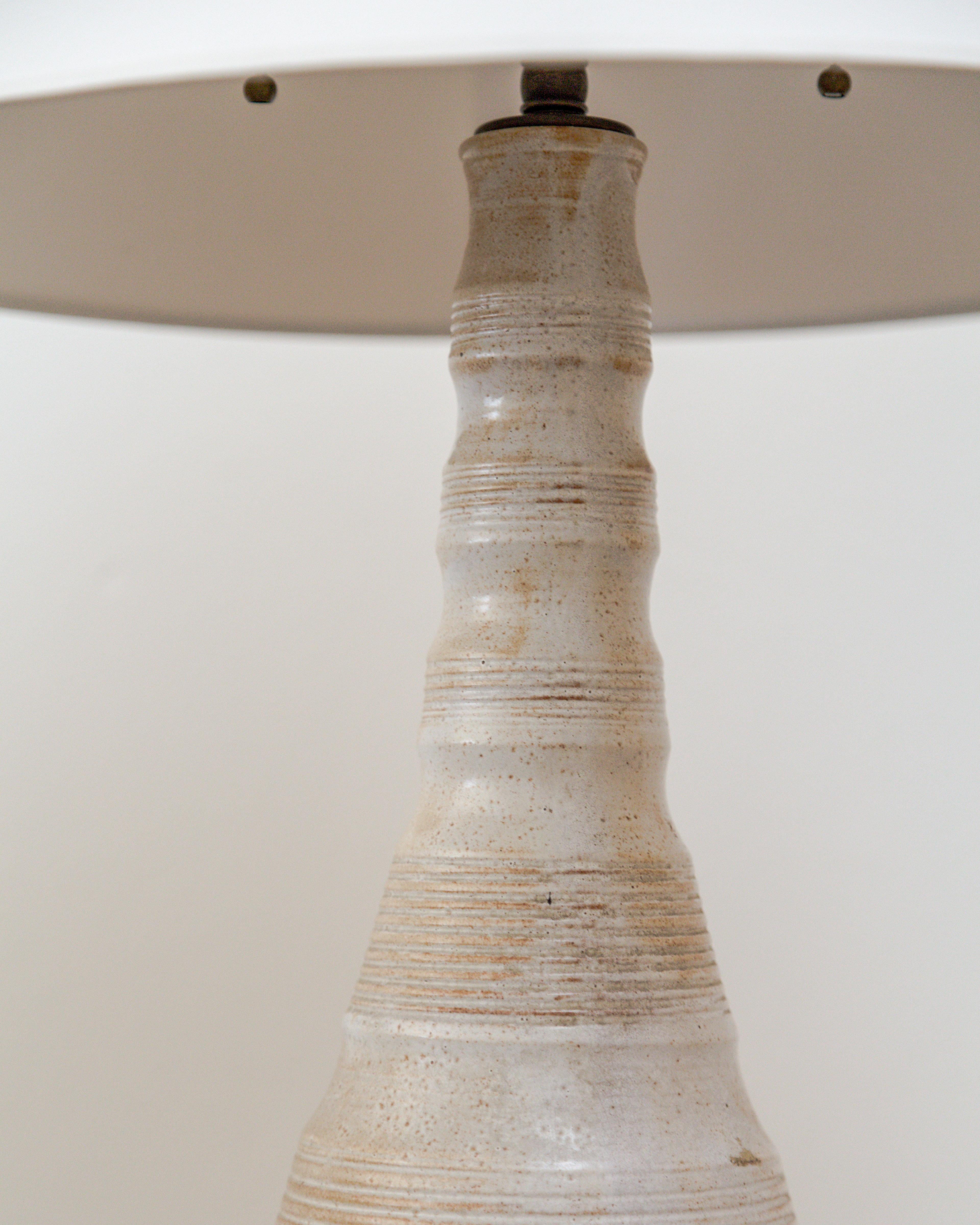 French Hand Thrown Earthenware Table Lamp For Sale