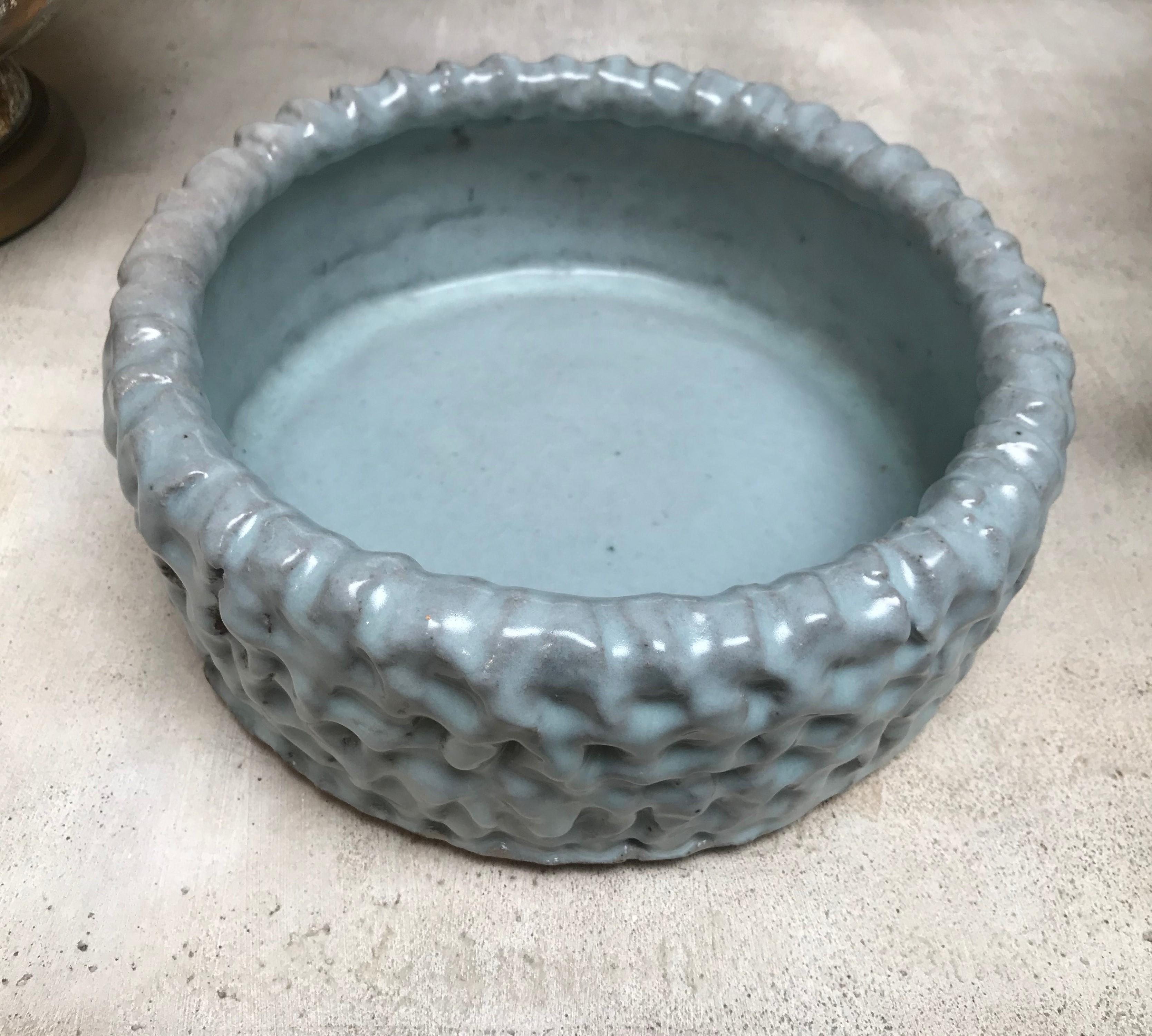 Hand thrown vessel, earthenware vessel glazed in celadon, 
Measures: 13