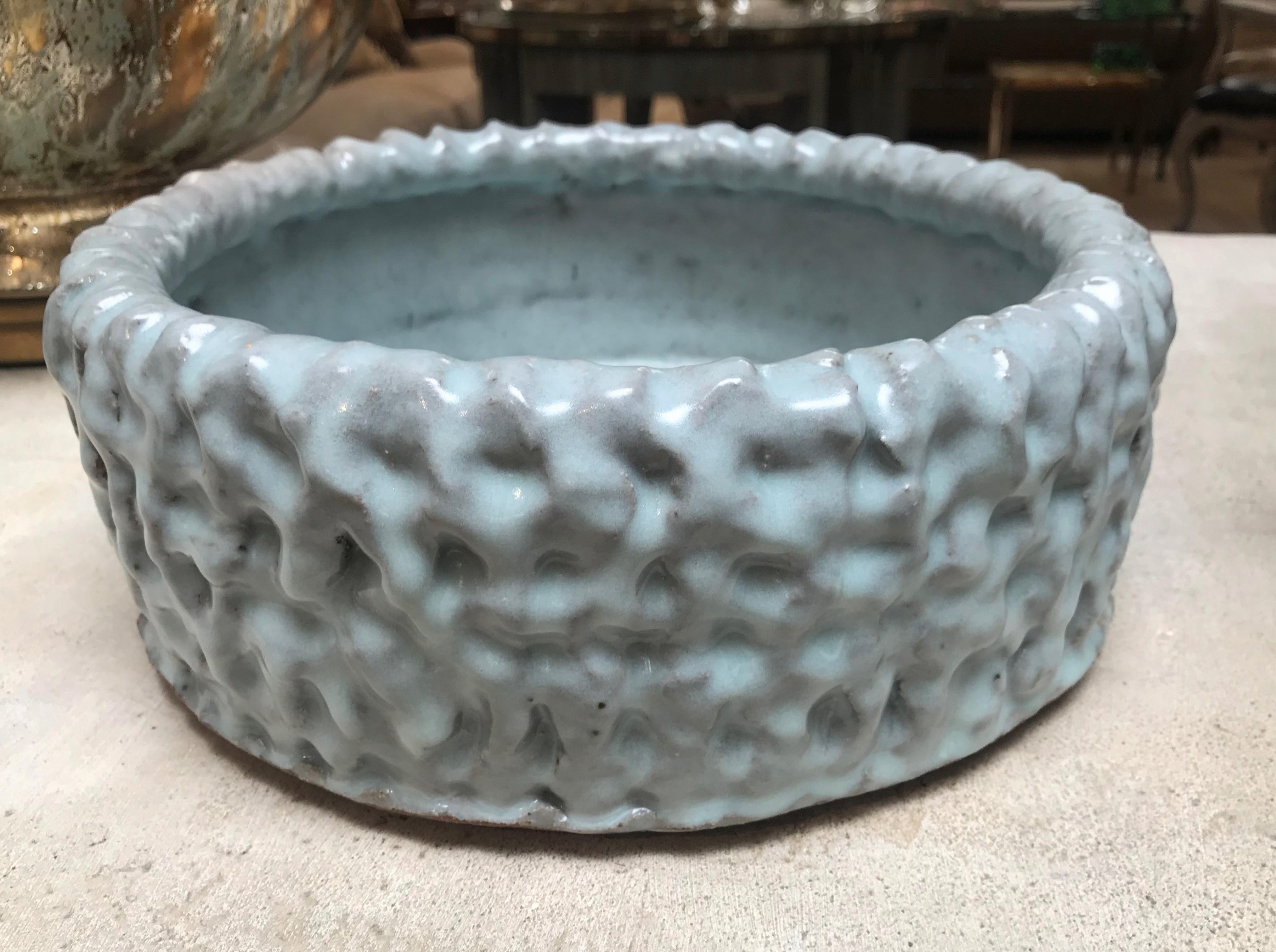 Hand Thrown Earthenware Vessel Glazed in a Celadon In Good Condition In Los Angeles, CA
