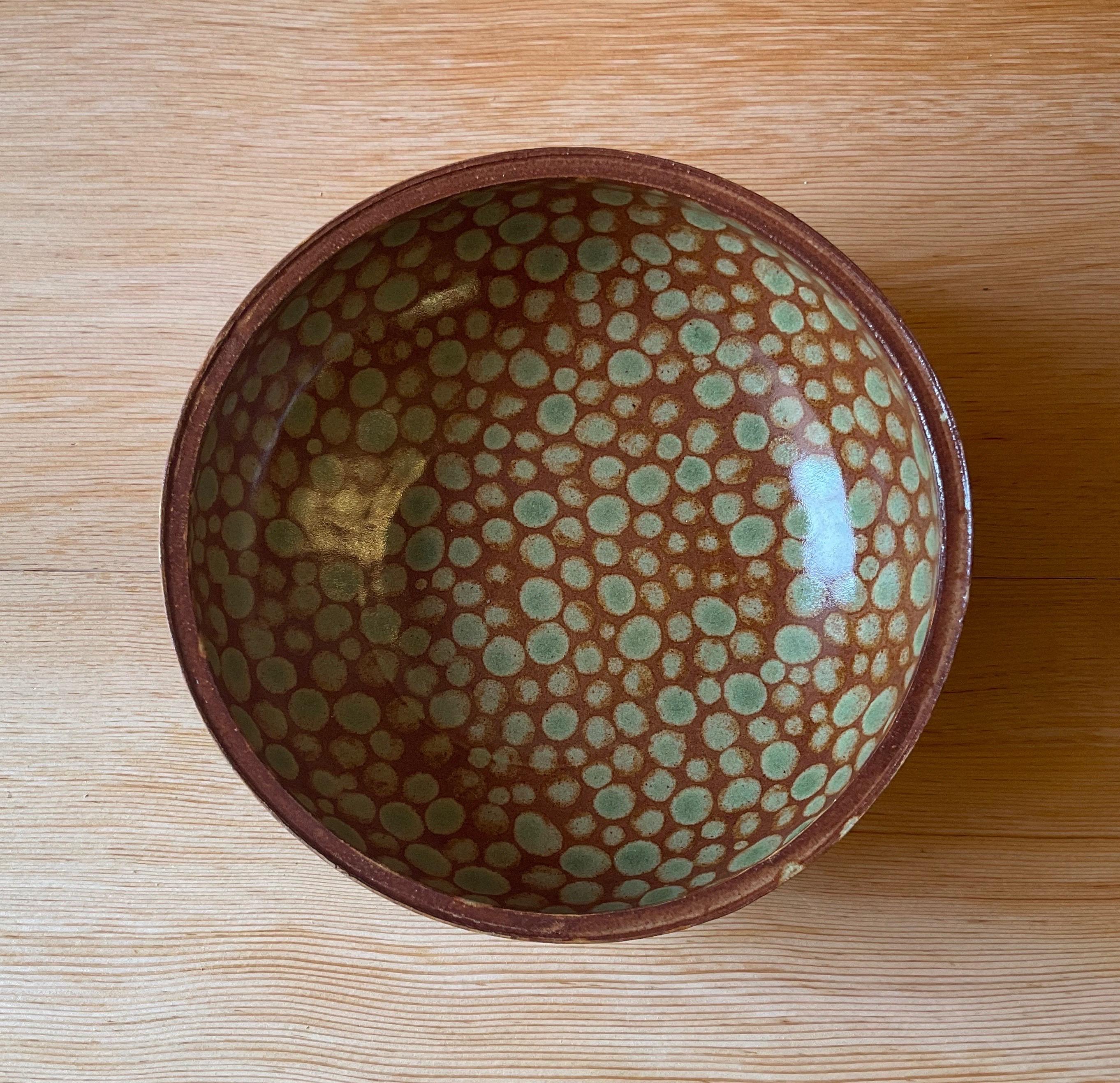 Hand-Painted Hand-Thrown Fall Dots Stoneware Soup Bowl 