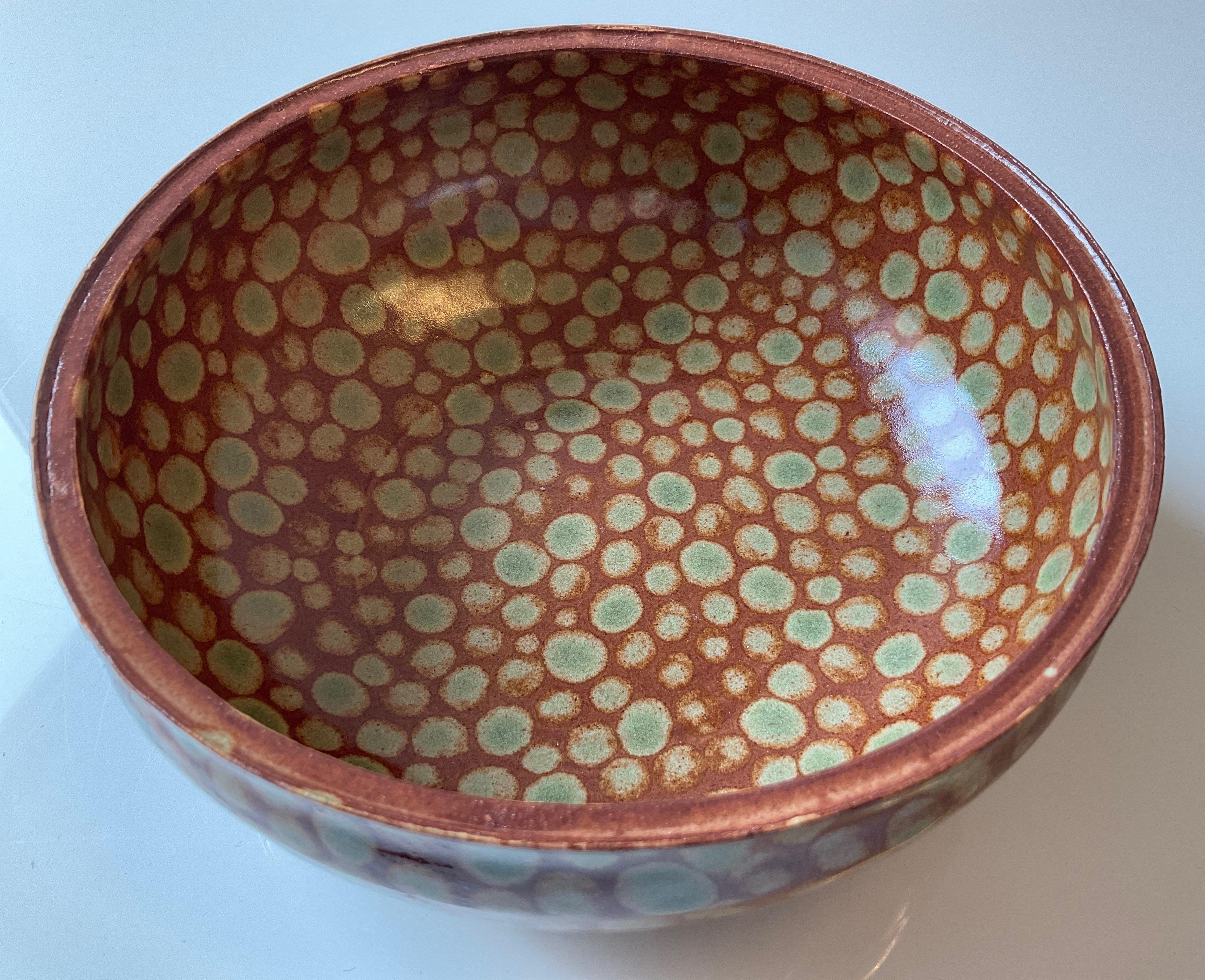 Contemporary Hand-Thrown Fall Dots Stoneware Soup Bowl 