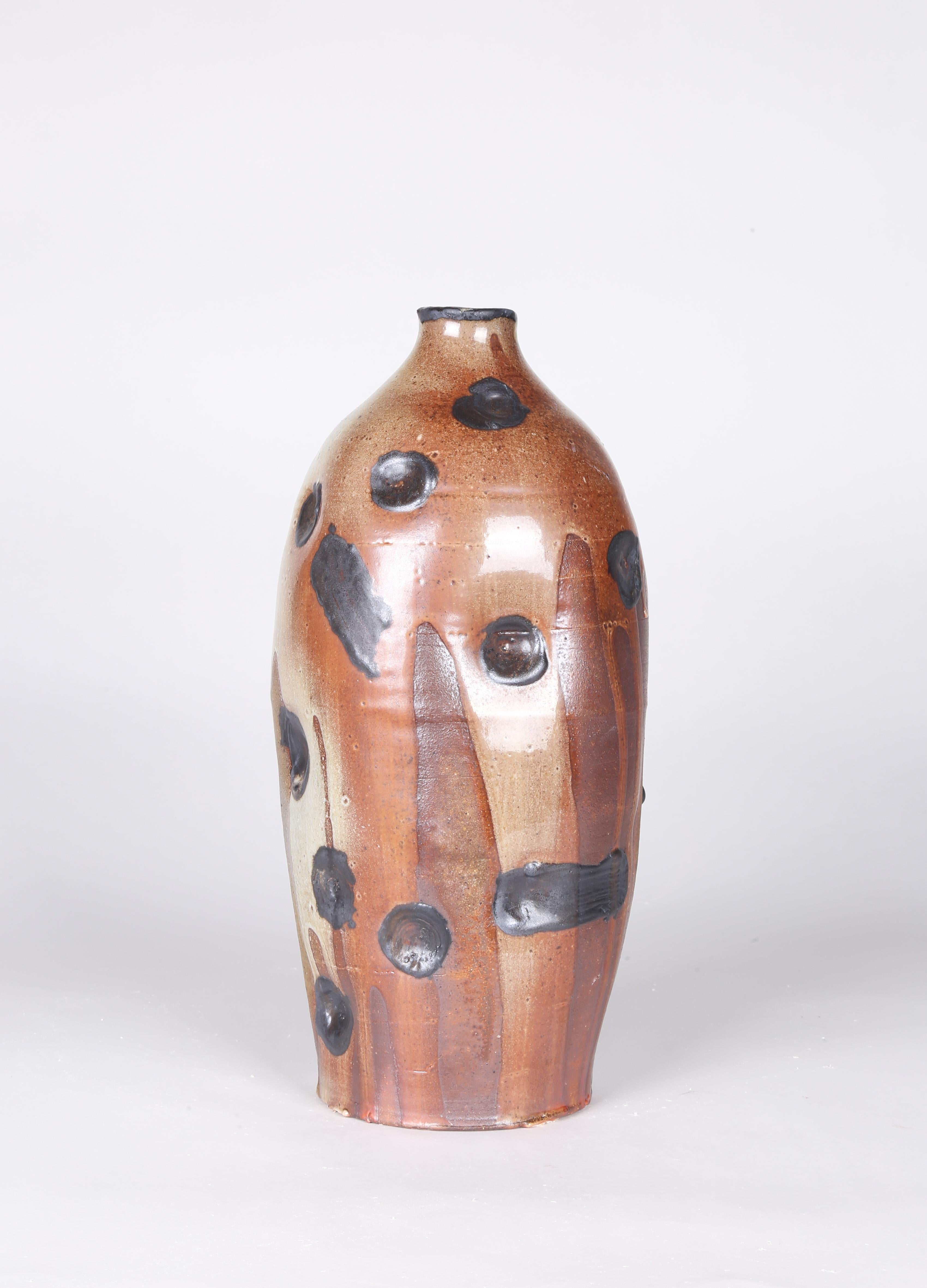 Fired Glazed Stoneware Vase by Contemporary Ceramicist Ebitenyefa Baralaye For Sale