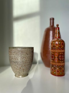 Vase en céramique danoise émaillée mouchetée, tourné à la main, Kähler, années 1950