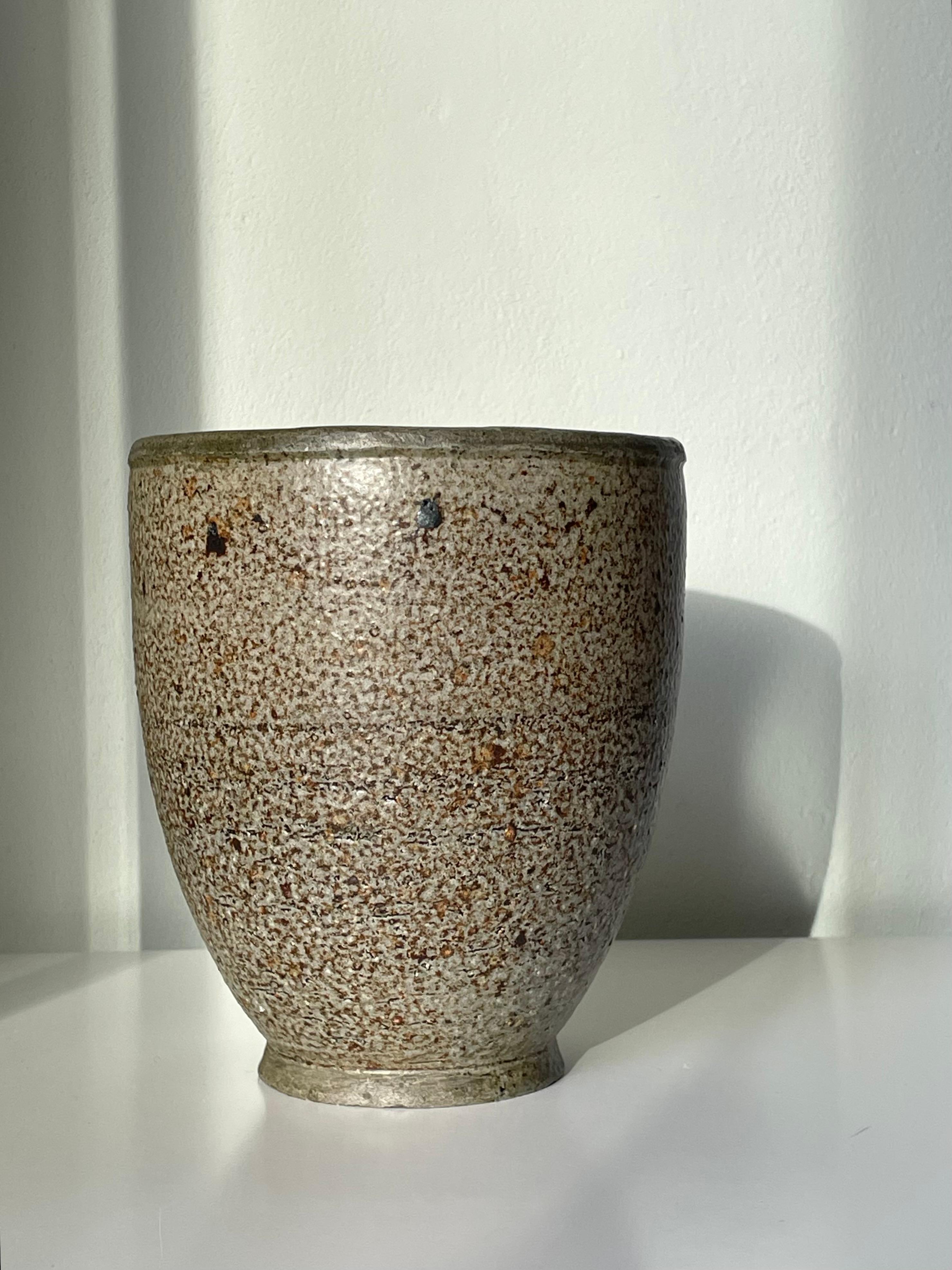 Mid-Century Modern 1950s Kähler Danish Modern Hand-Thrown Ceramic Vase, 1950s For Sale