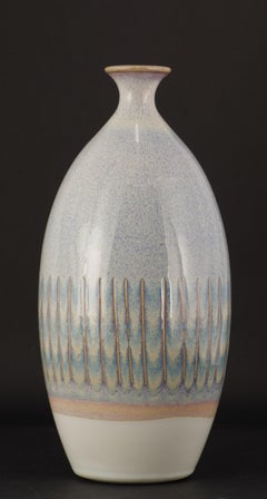 Hand Thrown Studio Pottery Vase, Orange and Olive Glaze