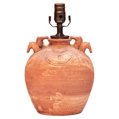 Hand-Thrown Terra Cotta Table Lamp with Rustic Horsehead Style