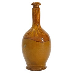 Botella de terracota moldeada a mano, vidriado envejecido, sur de Italia, 1880
