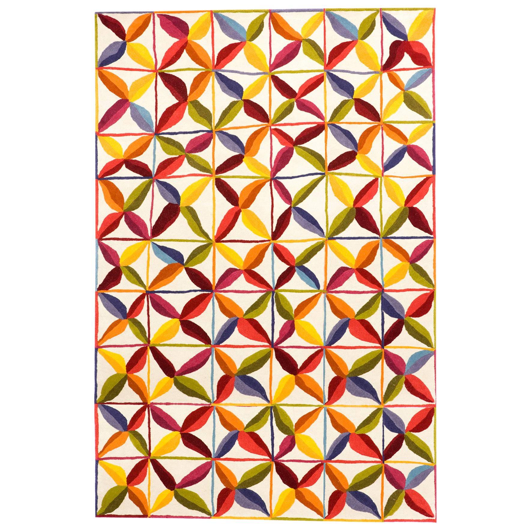 Hand-Tufted Kala Rug in Orange & Red by Nani Marquina & Care & Fair, Medium For Sale