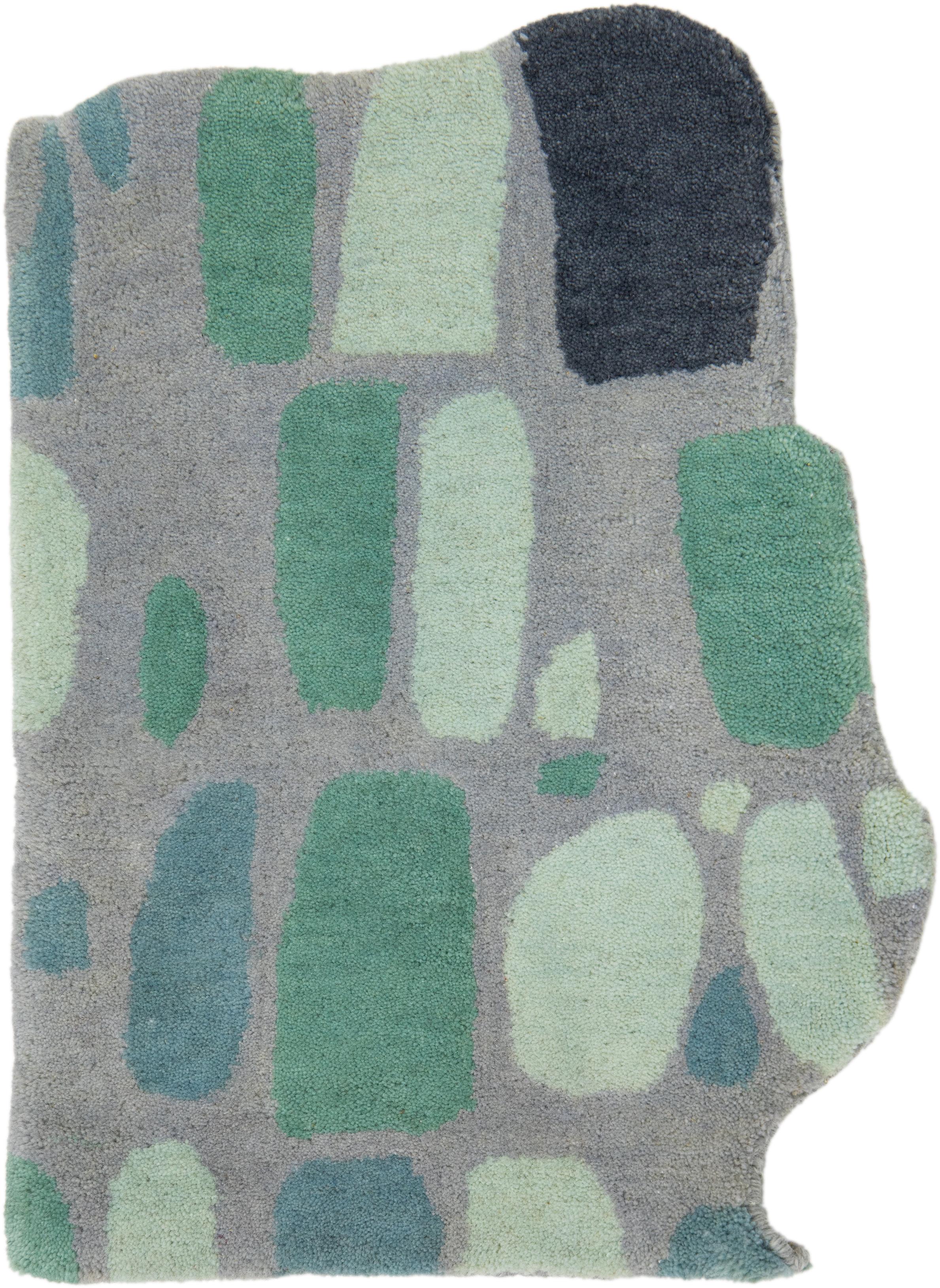 Hand-Tufted Modern Custom Wool Rug with Abstract Pattern By Apadana For Sale 8