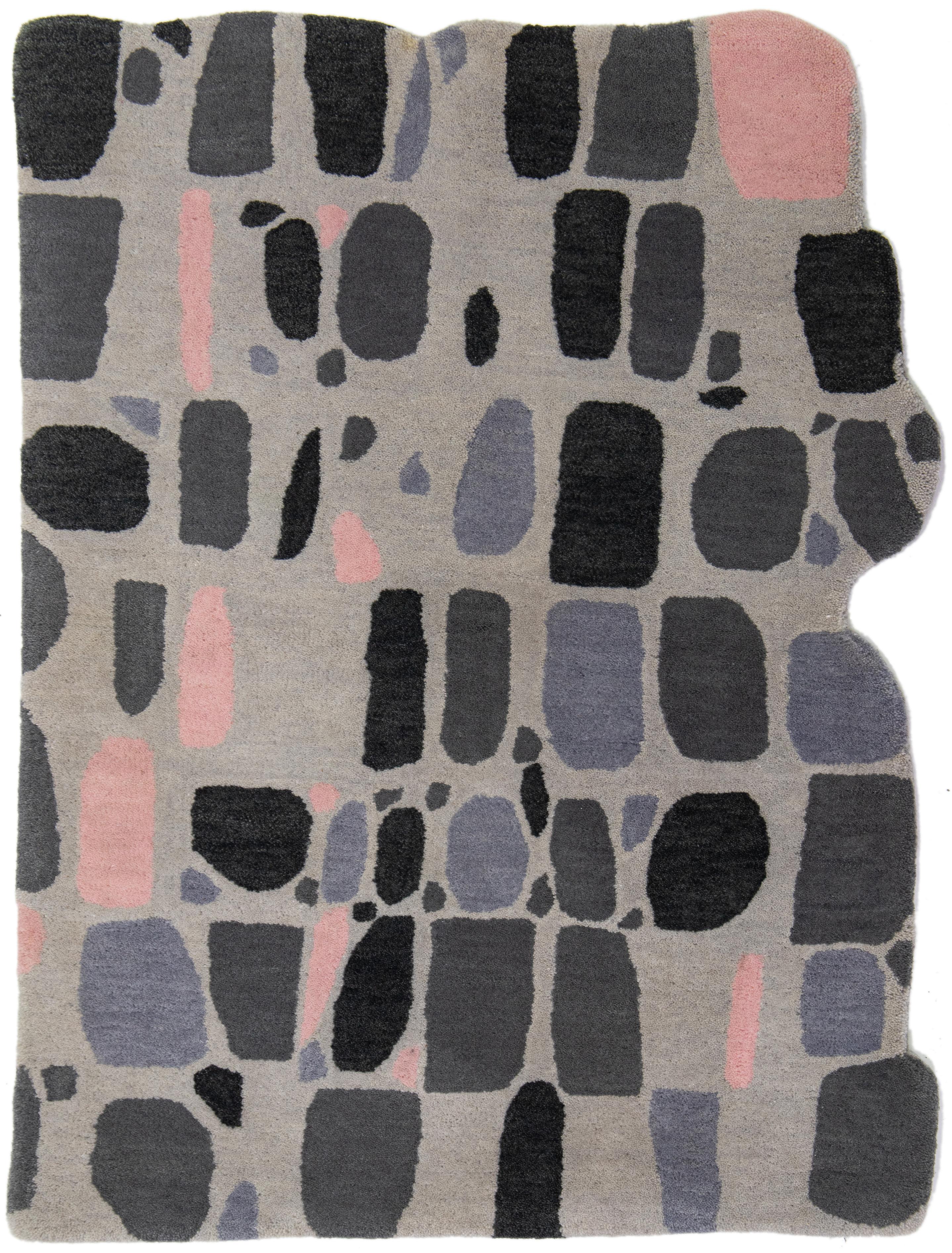 Hand-Tufted Modern Custom Wool Rug with Abstract Pattern By Apadana For Sale 3