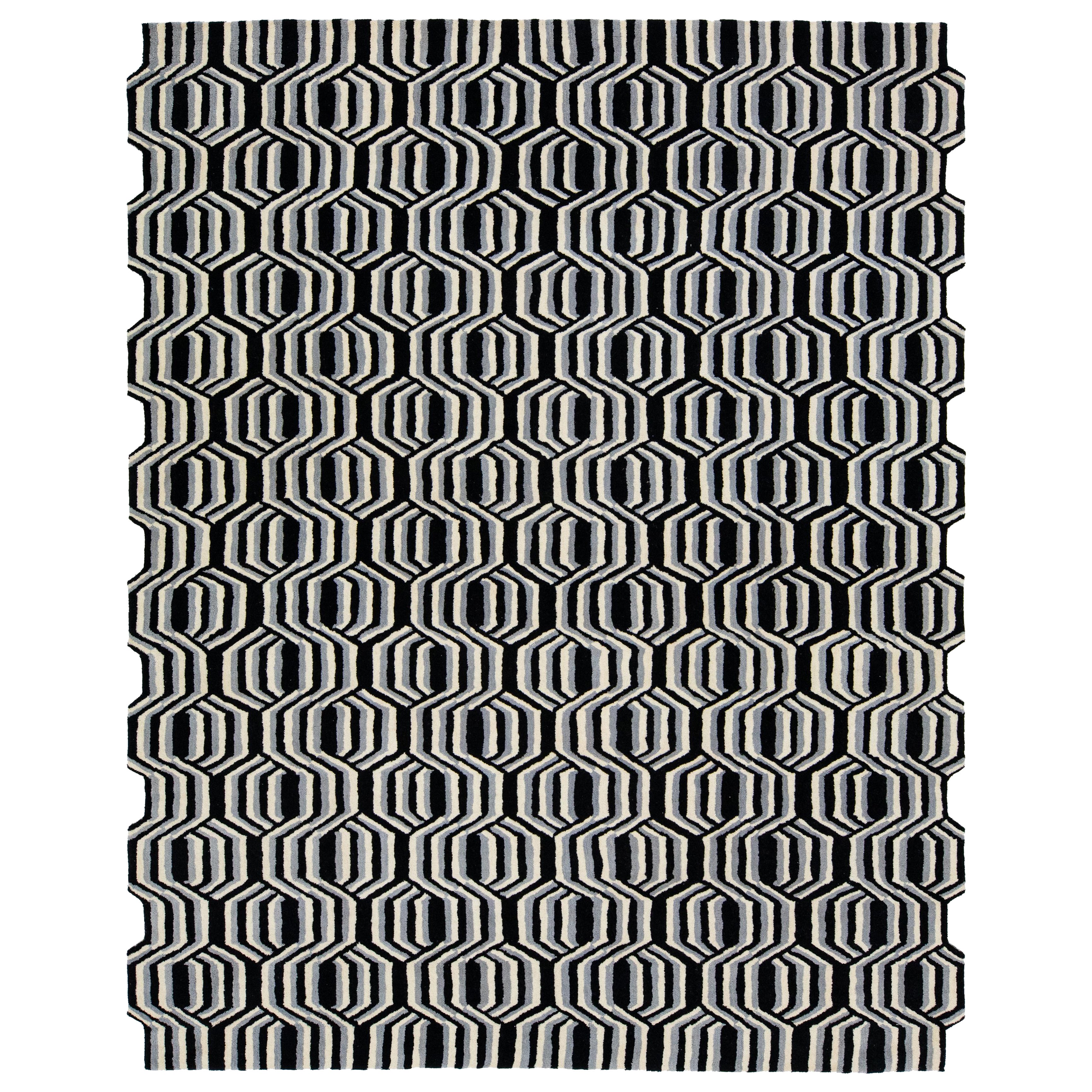 Tapis en laine moderne tufté à la main avec le motif graphique vif de Freestyle par Apadana