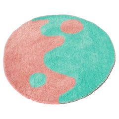 Tapis moderne Yin Yang aux accents rose et sarcelle touffeté à la main 