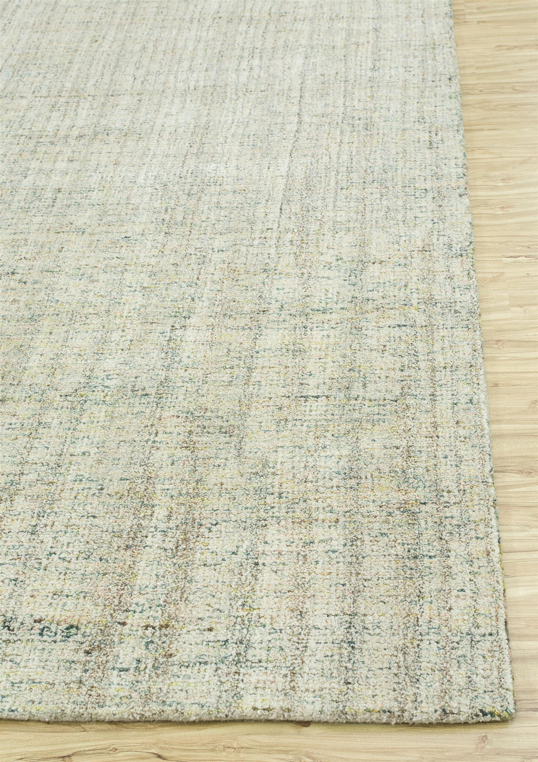 Moderne Tapis tufté à la main en vert Mist et blanc antique, design subtilement texturé en vente